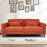 74 Inch Corduroy Sofa: Extra Deep Comfort, Mid-Century Modern 3-Seater Loveseat Couch