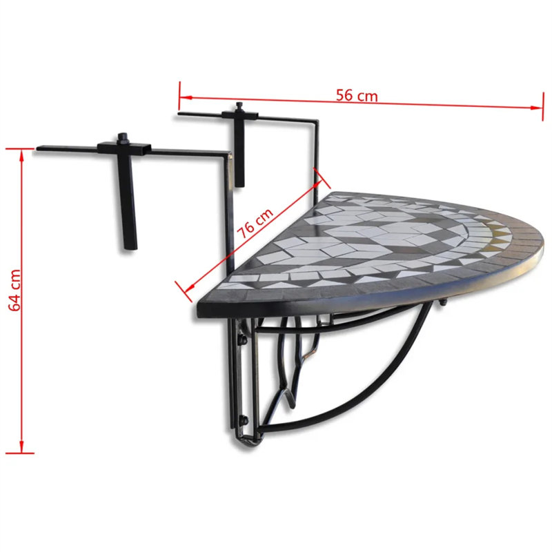 Metal Outdoor Balcony Table , 76cm cm W 56cm cm D