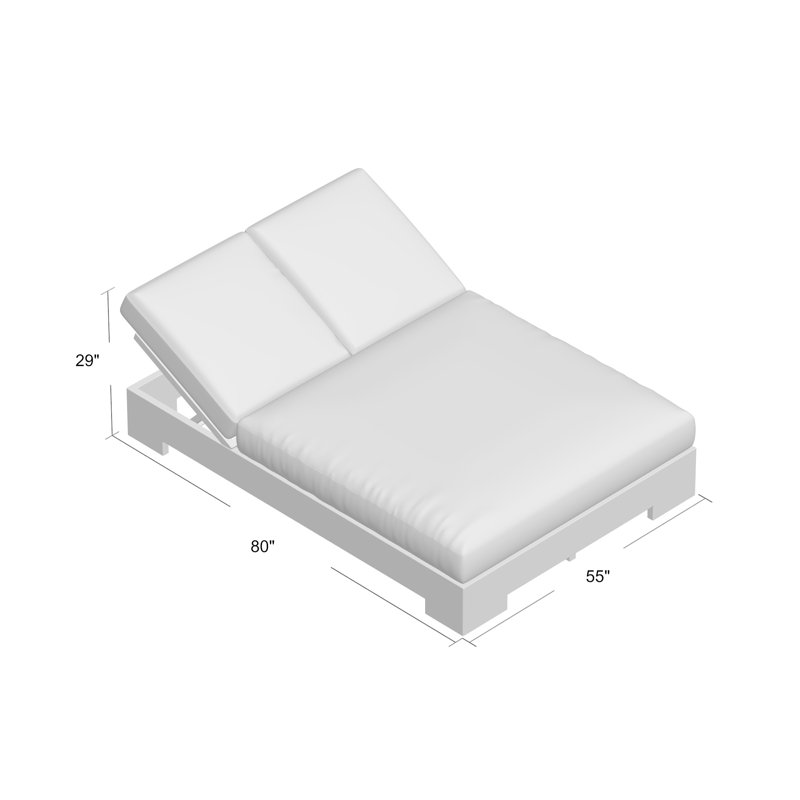 Attwater Double Reclining Teak Chaise Lounge with Cushion