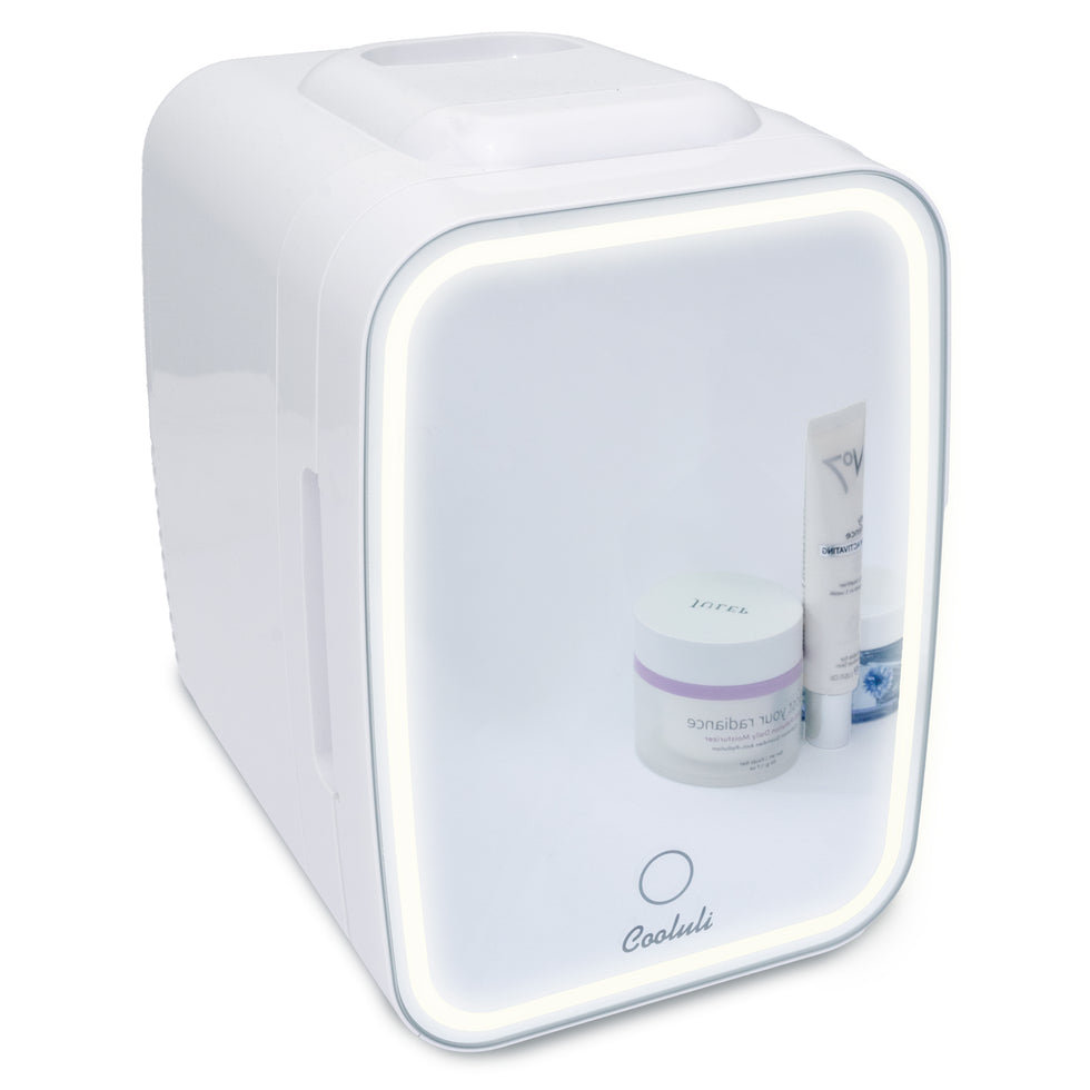Cooluli Glow Beauty 4L Mini Fridge with Mirror LED (White) — FIN-0017282 | Fridge.com