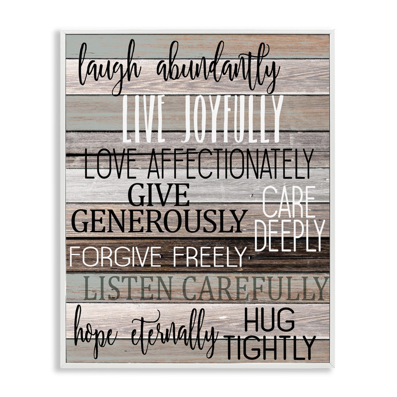 «Rustic Live Joyful Expressions», estampe numérique encadrée par Kim Allen, H 20 po x l 16 po x P 1,5 po