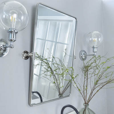 Woodvale Metal Framed Beveled Pivoting Wall Mirror