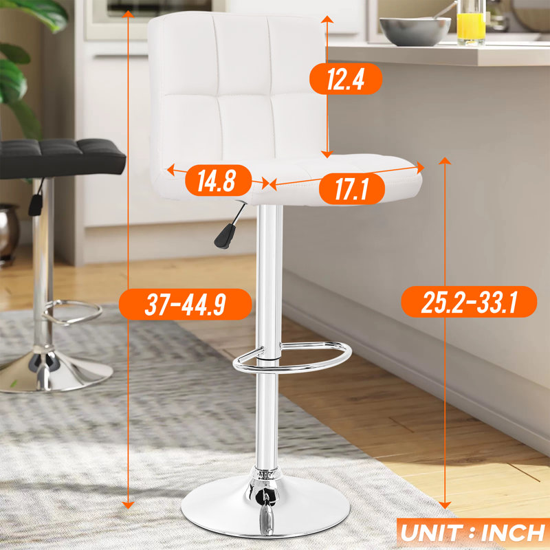Tabouret pivotant à hauteur réglable Deneena, Blanc