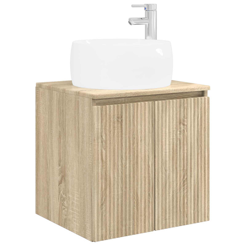 Single Bathroom Vanity with Ceramic Basin, Sonoma Oak