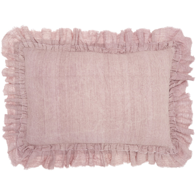 Ruffled Reversible Throw Pillow, Blush