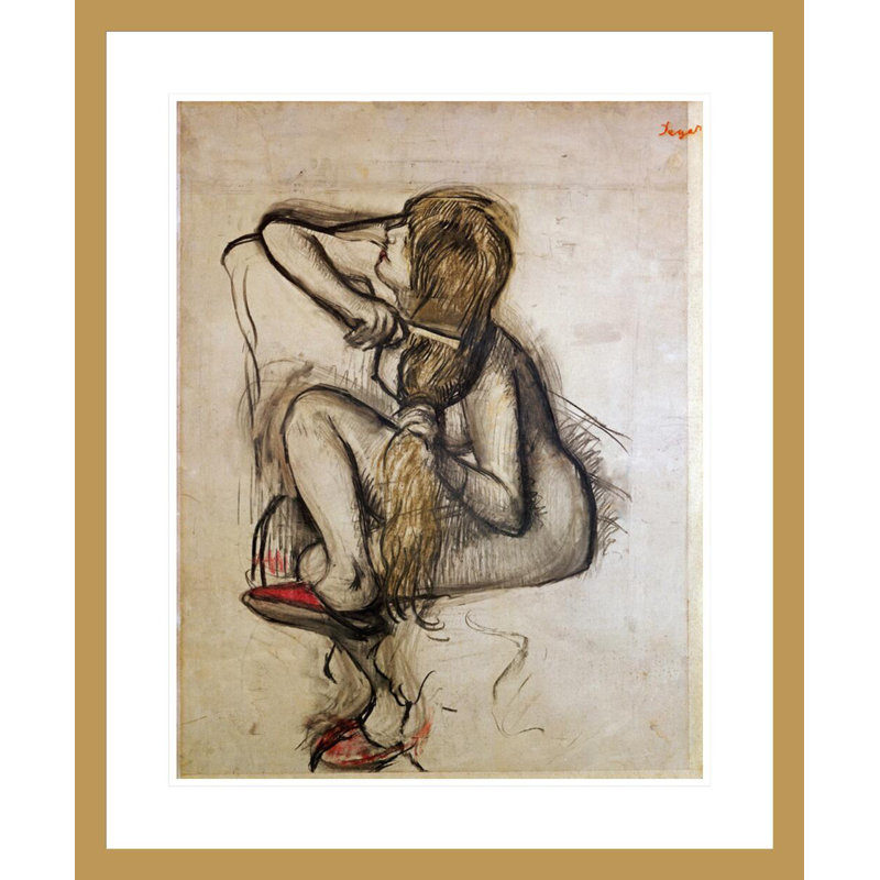 «Woman Combing Her Hair» par Edgar Degas, impression giclée encadrée, H 28,39 po x l 23,5 po