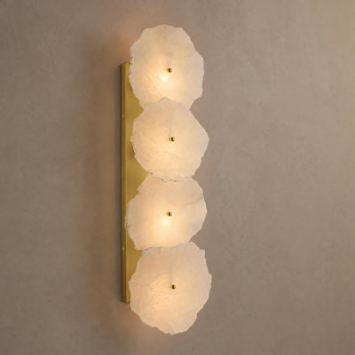 Dimmable 4-Light Modern Brushed Gold Alabaster Wall Sconce