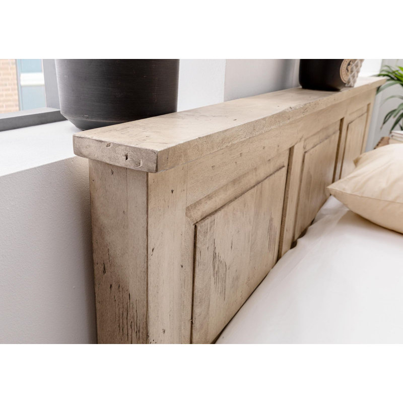 Railway Lacquered Super King Bed Frame, Beige