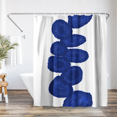 Americanflat 71x74 Shower Curtain - Blue Abstract Design - Indigo Vine by Chaos & Wonder Design