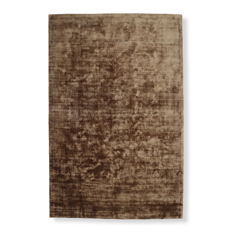 Hand-Loomed Lux Silk Brown Area Rug, Rectangle 10' x 14'