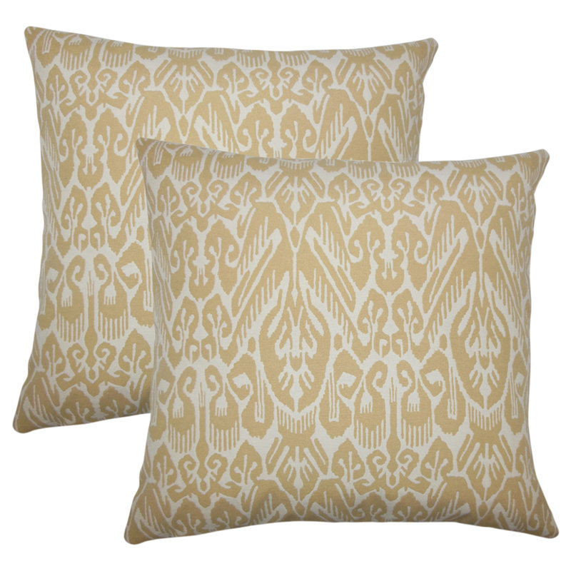 Coussin décoratif en coton Ikat, Orge