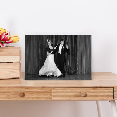 1940S Couple Man And Woman In Formal Wear Ballroom Dancing On Stage Elegant Contemporary Flower Wall Art