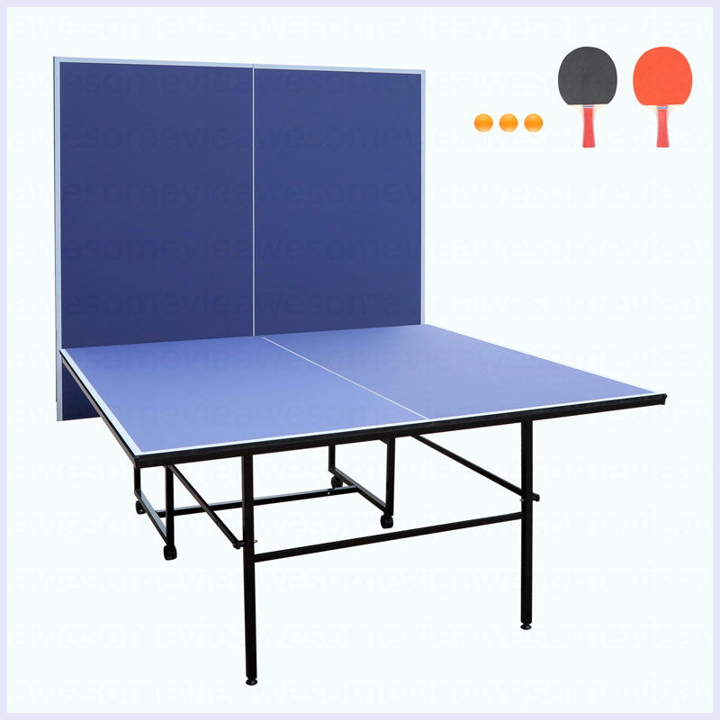 Ensemble de table de ping-pong pliable et portatif de 9 pieds de taille moyenne pour jeux de société avec filet, 2 raquettes de tennis de table et 3 balles
