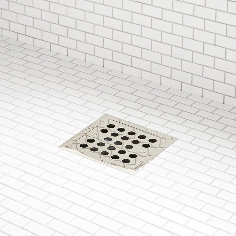 Menlo Square Shower Drain, No, Polished Nickel