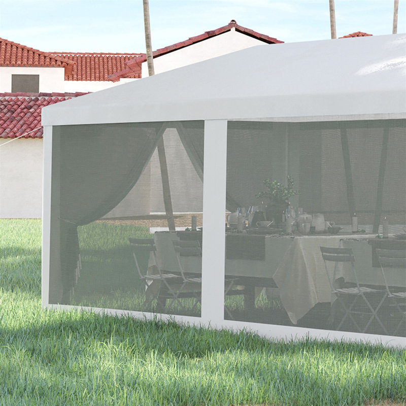 Outsunny 10' X 28' Party Tent Canopy, Outdoor Event Shelter Gazebo With 8 Removable Mesh Sidewalls, Zipper Doors, Steel Frame