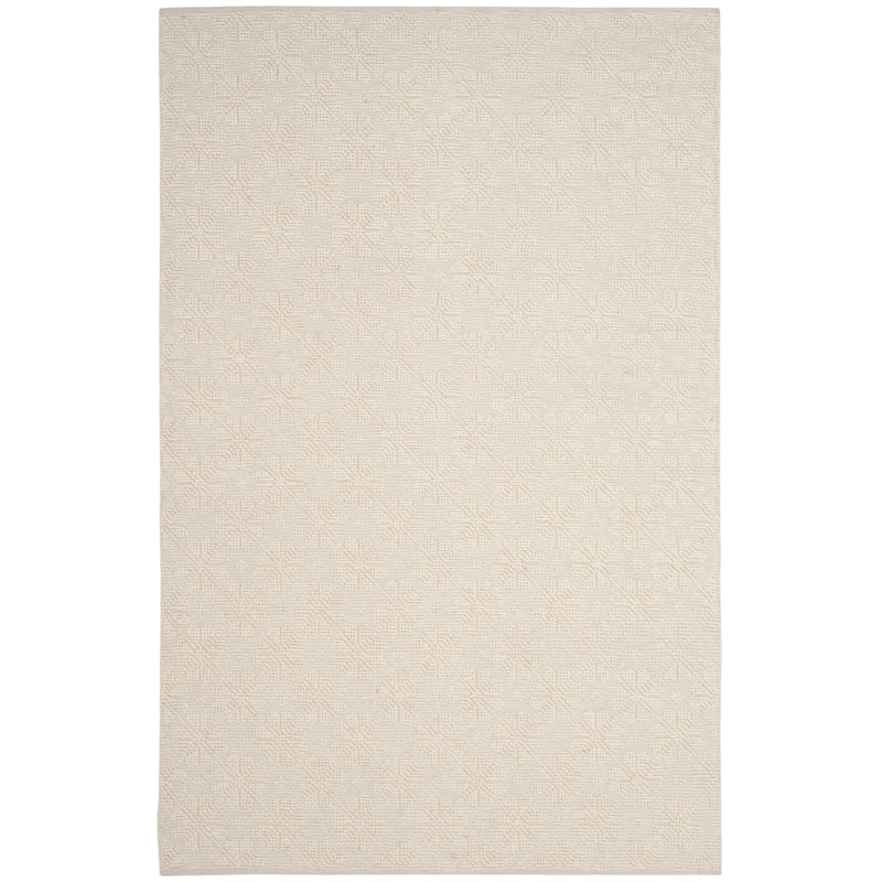 Vermont Hand Woven Wool/Cotton Geometric Rug in Ivory, Rectangle 9' x 12'