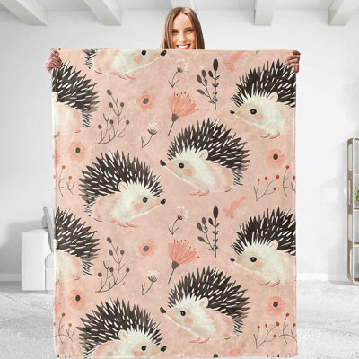 Jeté mignon Hedgehog - ultra doux, moelleux, léger, chaud, flou anti-boulochage pour canapé, chambre à coucher, voyage, canapé, salon 80 po x 60 po