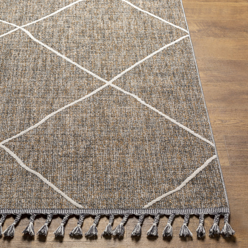Tapis géométrique beige / gris Anfaniola, Rectangle 9 pi 2 po x 12 pi