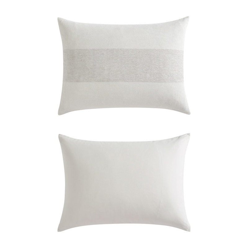 Vera Wang Chenille Waffle Stripe Beige Comforter Set, Queen Comforter + 2 Standard Pillow Shams