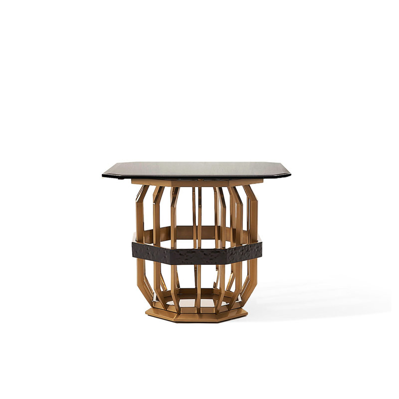 Table de bout en verre à piédestal