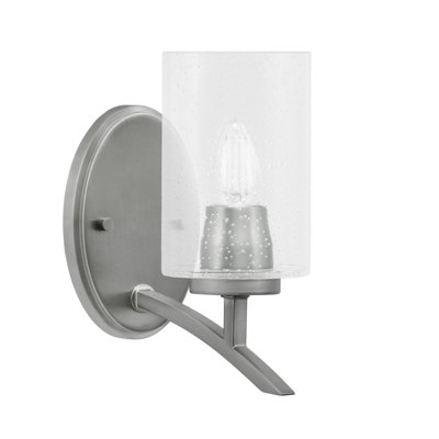 Kurve Uplight Wall Sconce With 4" Clear Bubble Glass