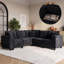 Canapé d'angle en L de 226 cm (89 po), canapé d'angle 5 places avec accoudoirs et rangement dissimulés, canapé d'angle Cloud confortable en chenille avec 3 coussins, canapés profonds modernes pour salon, noir-1228581921