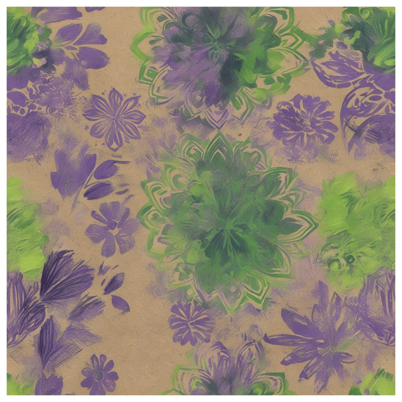 Purple Green Floral Mandala Comforter, Twin Extra Long