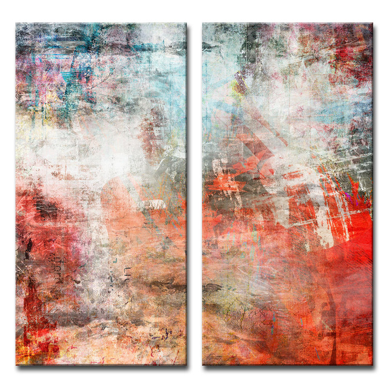 Ensemble de 2 reproductions d’art graphique sur toile tendue abstract ABS VI par Tristan Scott, H 40 po x l 20 po x P 1,5 po