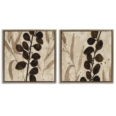 Ensemble de cadres flottants 2 pièces Natural Tone Sprouting Leaves, design par Krinlox