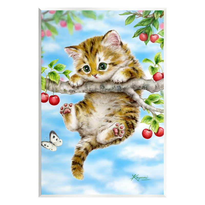 «Chaton Chassing Butterfly» par Kayomi Harai, H 15 po x l 10 po