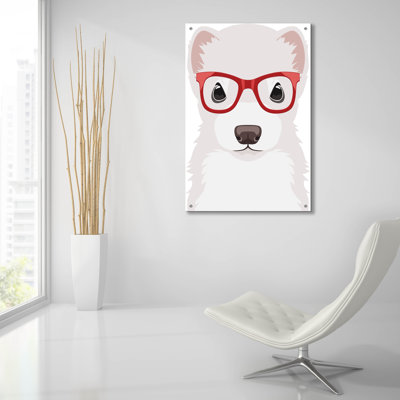 Art mural en verre épique «Furet portant des lunettes de hipster 4» par Furbaby Affiliates