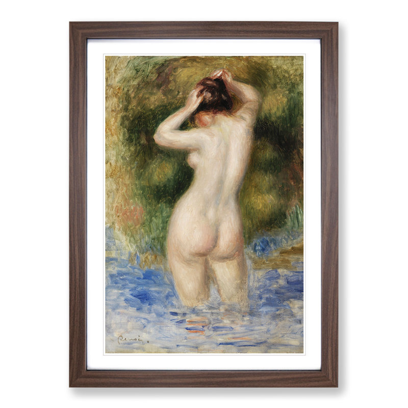 Bather by Pierre-Auguste Renoir - Picture Frame Painting, Walnut, 90cm H x 65cm W x 2cm D
