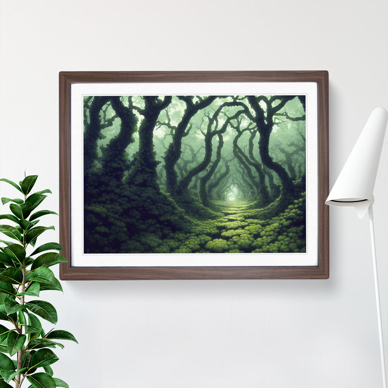 Alluring Forest - Single Picture Frame Painting, 34cm H x 46cm W x 2cm D, Walnut
