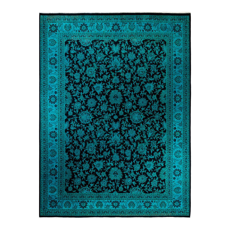 Tapis noir unique de 9 pi 2 po x 12 pi 5 po Xoel