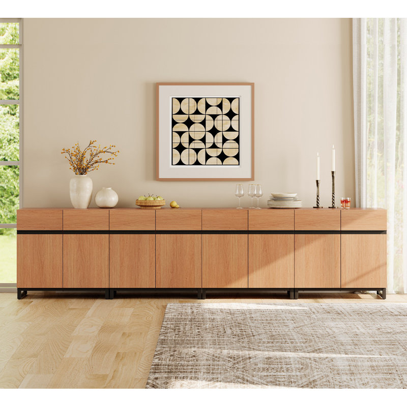 Aadam 4-In-1 Multifunctional Sideboard Buffet with Adjustable Shelf and Metal Base, Mocha