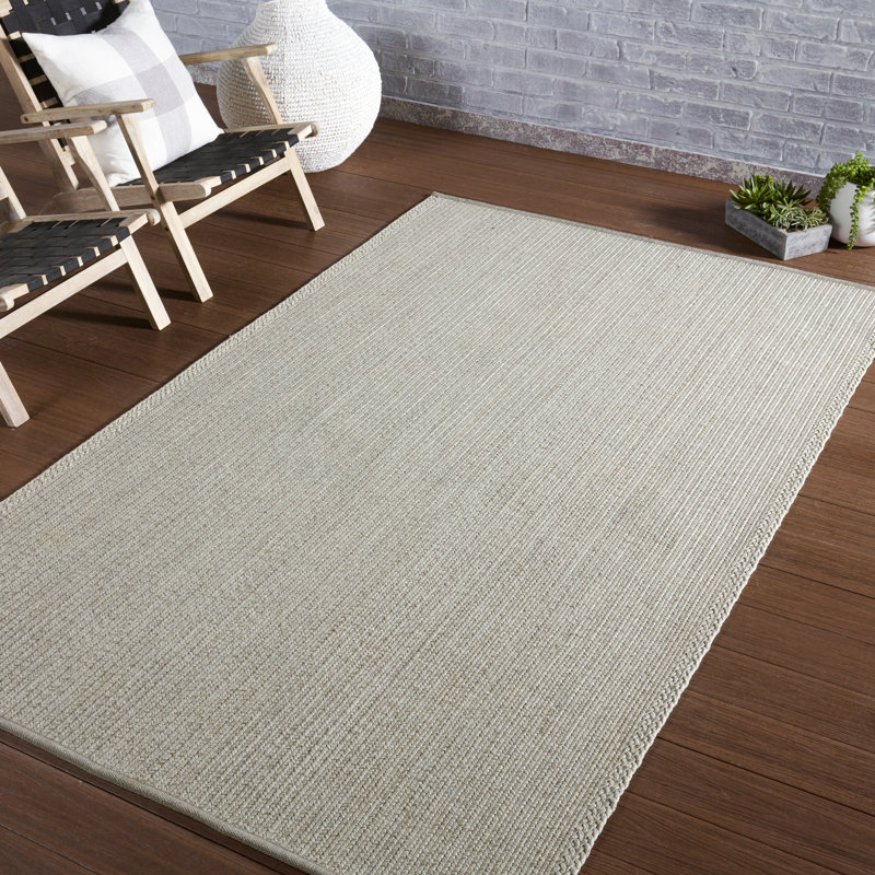 Tapis intérieur / extérieur gris clair tissé à la main Colten, Rectangle 2 pi x 3 pi