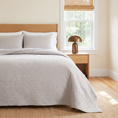 Jovani Gray Standard Cotton 300 TC 3 Piece Quilt Set