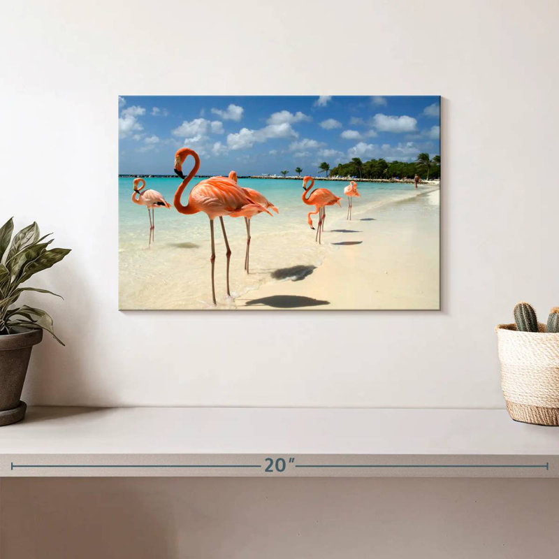Aruba Beach Pink Flamingos, 8" H x 12" W