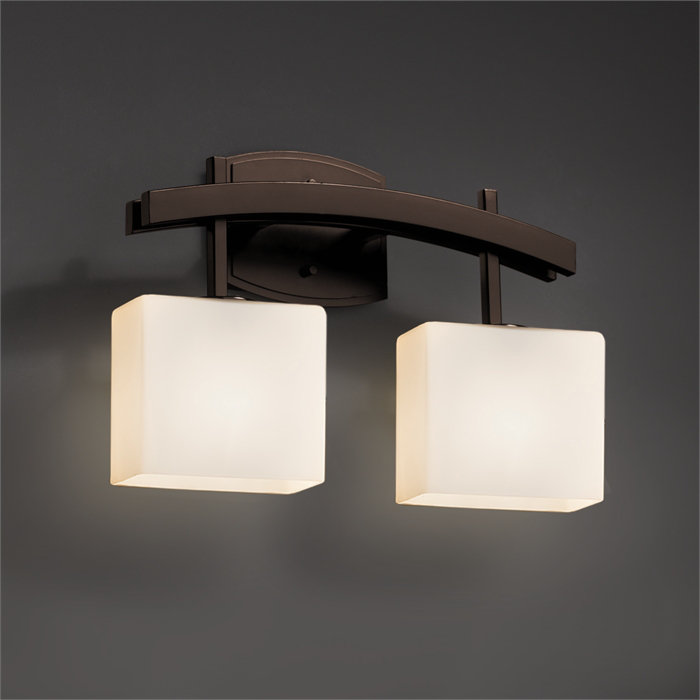 Éclairage de salle de bain à intensité variable 2 lumières Shmavon, Bronze foncé, Opale