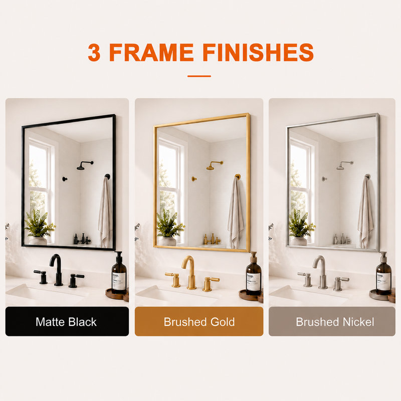 Cosy 24 in. W x 30 in. H Rectangular Framed Wall Bathroom Vanity Mirror in Brushed Nickel, Brushed Nickel, 30" x 24"