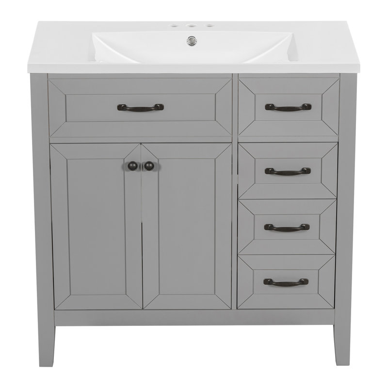 Meuble-lavabo sophistiqué avec rangement abondant et fabrication robuste pour des salles de bain élégantes, Gris