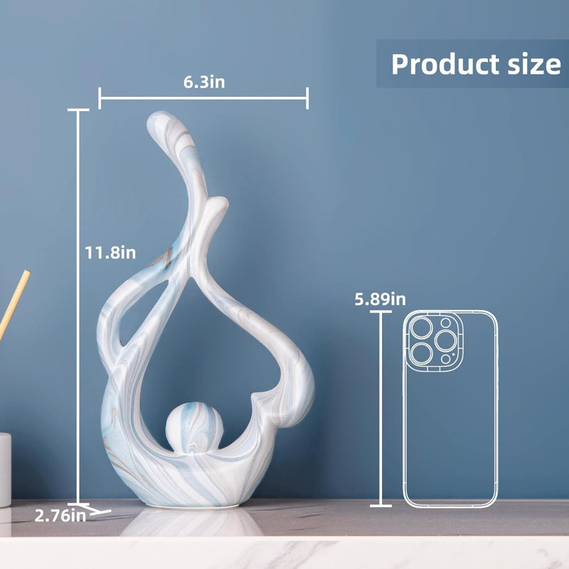 Blue Sculpture Home Decor, Dining Room Table Centerpiece, Ceramic Statue Table Decoration For Living Room, Abstract Sculpture Bookshelf Tv Stand Entry Table Décor
