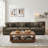 3 - Piece Upholstered Camel Chenille Modular Sectional Sofa with Armrests & Throw Pillows-502441077