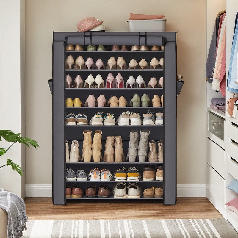 50 Pair Shoe Rack, Grey/Brown/Blue