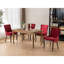 Ensemble de 2 chaises de cuisine avec chaises en tissu et pieds en bois massif aux tons neutres-356003310
