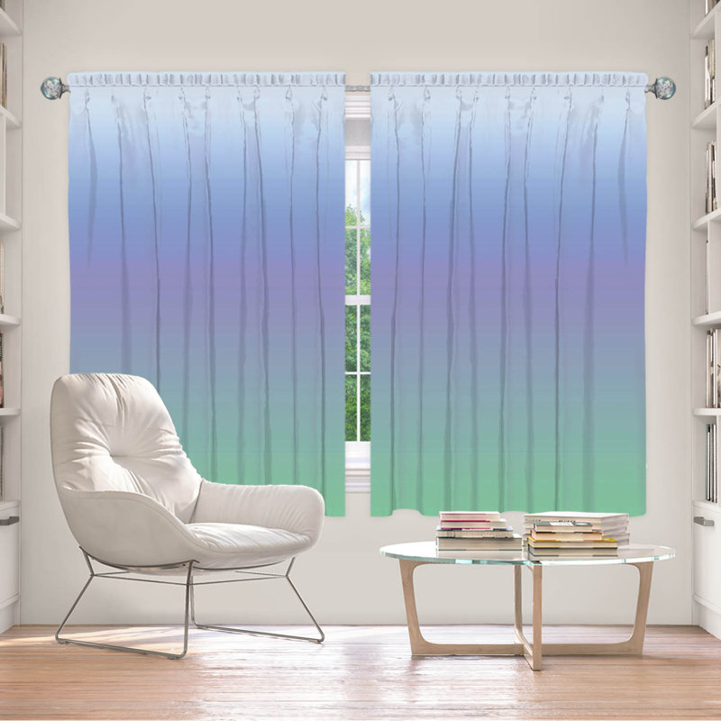 Vandela Room Darkening Curtain Pair, 56" W x 78" L, Green/Blue/Purple