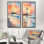 Plage, phare, coucher de soleil I - ensemble d'art mural sur toile Coastal Beach
