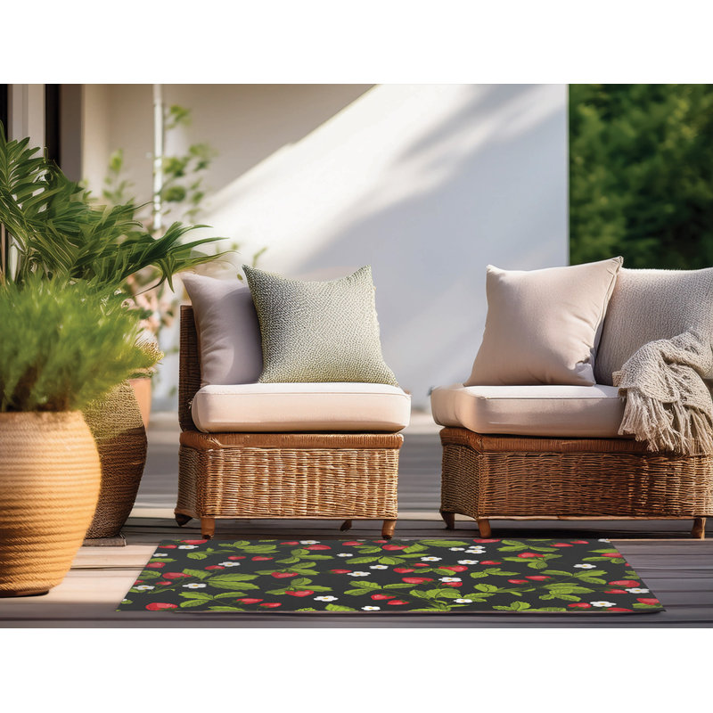 Strawberries Outdoor Rug, Rectangle 4' x 6'