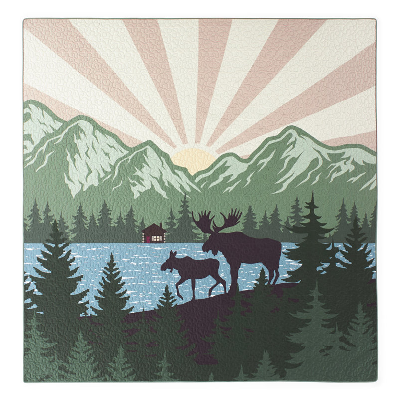 Ensemble de courtepointe Moose Retreat, Queen Quilt + 2 standard Shams