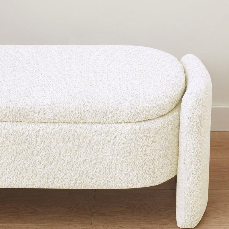 Banc de rangement ovale en tissu polaire avec repose-pieds ovale avec grand espace de rangement pour le salon, le vestibule et la chambre à coucher